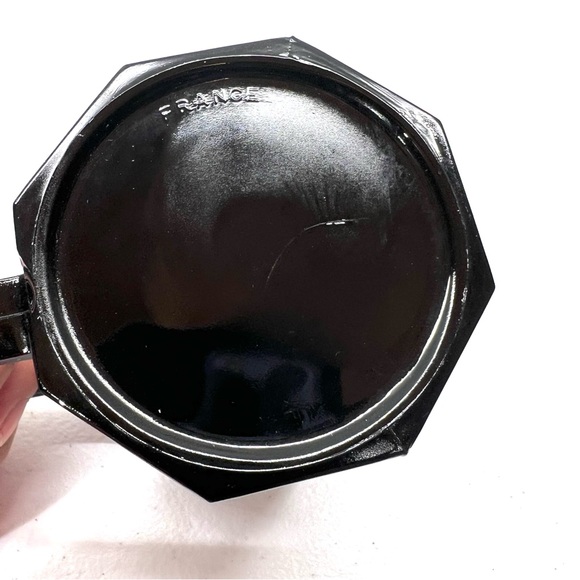 Vintage Set of 4 ARCOROC France OCTIME Black Glass Octogon Coffee Mugs Cups - Picture 6 of 8